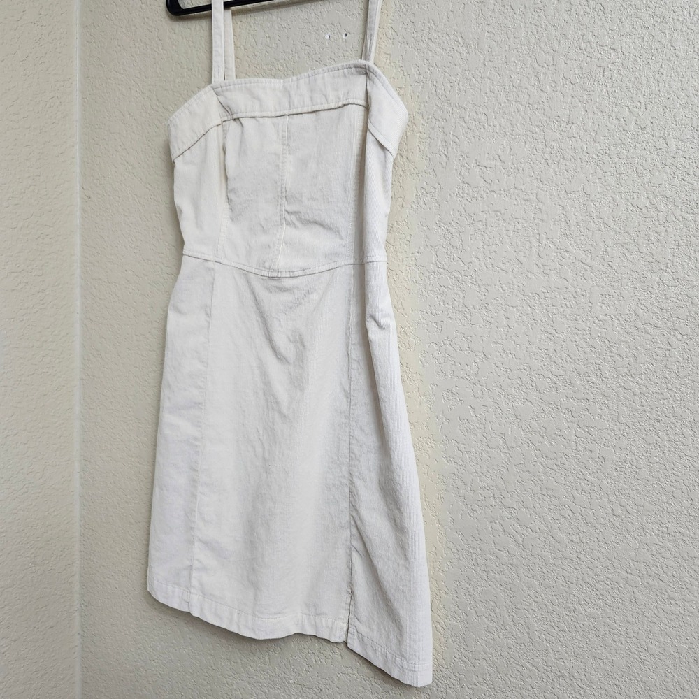 Abercrombie & Fitch 90's Size M‎ Corduroy Square Neck Mini Dress Beige Cream - Picture 3 of 16